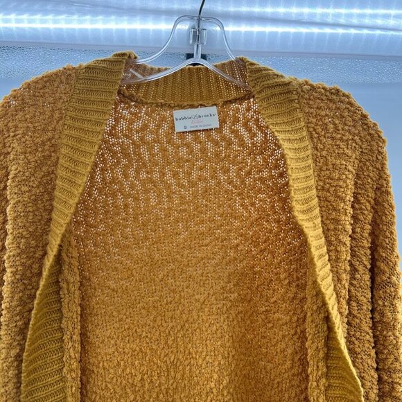 Bobbie Brooks Women's Open Front Popcorn Knit Cardigan Mustard Size Small - Picture 2 of 8